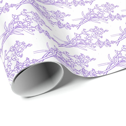 Lavendel, lila auf weißem Muster zeichnend Geschenkpapier (Rolleneckpunkt)