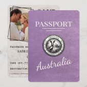 Lavendel Lila Australienpass Save the Date (Vorne/Hinten)