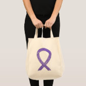 Lavendel Lila Awareness Ribbon Custom Totbeutel Tragetasche (Vorderseite (Produkt))