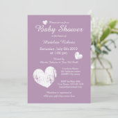 Lavendel lila Babydusche für Mädchen Einladung (Stehend Vorderseite)