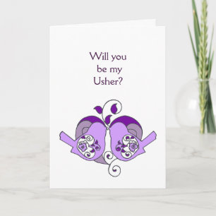Lavendel Lila Bird Floral Heart Usher Einladung