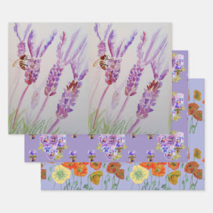 Lavendel Lila Blume Blumenmoor Geschenkpapier Set