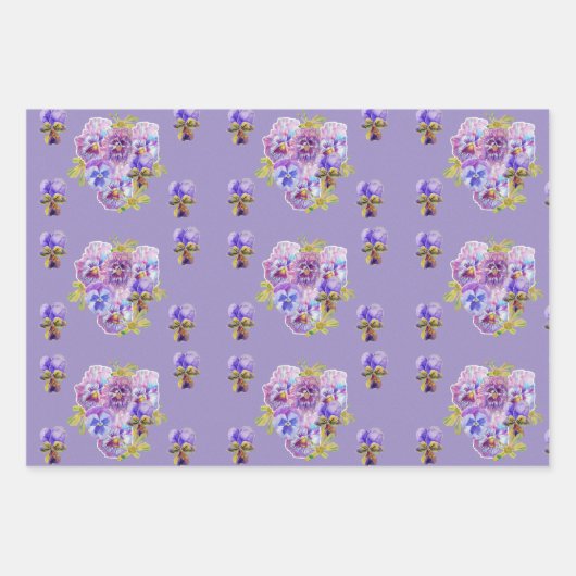 Lavendel Lila Blume Blumenpfropfen Wasserfarbe Geschenkpapier Set (Vorderseite 2)