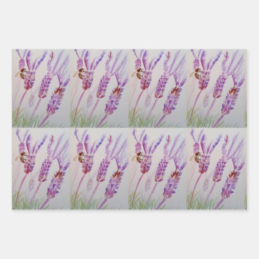 Lavendel Lila Blume Blumenpfropfen Wasserfarbe Geschenkpapier Set (Vorderseite 3)