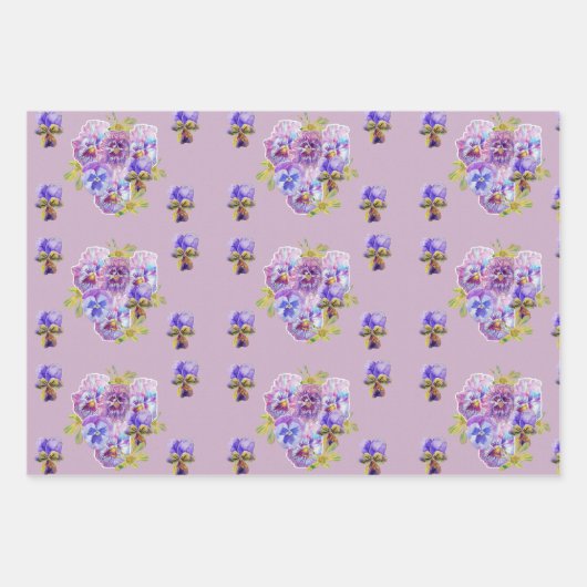 Lavendel Lila Blume Blumenpfropfen Wasserfarbe Geschenkpapier Set (Vorderseite 2)