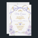 Lavendel Lila Blumen Bow Ribbon Gold Mis Quince Einladung<br><div class="desc">EDITABLE Lavender Lila Blütenbow Ribbon Gold Crown Mis Quince Einladung Elegant Quinceañera Lavender Lila Blumenprinzessin Birthday Einladung Gold Crown Mis Quince 15 Anos,  16. Geburtstagsparty</div>