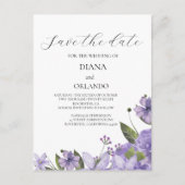 Lavendel lila Blumenblätter Save the Date Postkarte (Vorderseite)