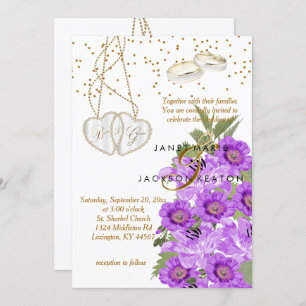 Lavendel-lila Blumenhochzeits-Einladung Einladung