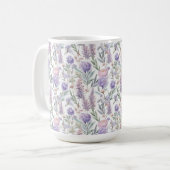 Lavendel-Lila-Blumenmuster-Cotgore Kaffeetasse (Vorderseite Links)