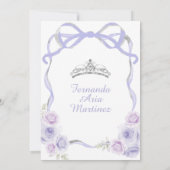 Lavendel Lila Blumenrahmen Silver Mis Quince Einladung (Rückseite)