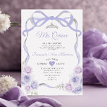 Lavendel Lila Blumenrahmen Silver Mis Quince Einladung<br><div class="desc">EDITABLE Lavender Lila Blumenrahmen Silver Mis Stille Einladung Elegant Quinceañera Lavender Lila Blumenprinzessin Silver Crown Einladung Mis Quince 15 Anos,  16. Geburtstagsparty</div>