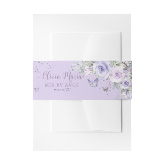 Lavendel Lila Blumenschmetterlinge Chinesischer Sü Einladungsbanderole (Vorderseite Beispiel)