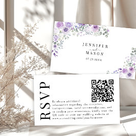 Lavendel Lila Blumenzackung RSVP QR-Codekarten Begleitkarte