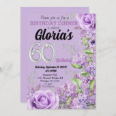Lavendel lila Blüte 60. Geburtstagsinvitati Einladung (Vorne/Hinten)