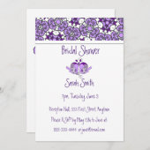 Lavendel Lila Blütenvögel & Herzdusche Einladung (Vorne/Hinten)