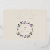 Lavendel Lila botanisches Kranz-Foto Folieneinladung (Vorderseite)