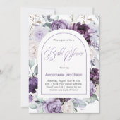 Lavendel, Lila Brautparty der White Peonies | Einladung (Vorderseite)