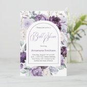 Lavendel, Lila Brautparty der White Peonies | Einladung (Stehend Vorderseite)