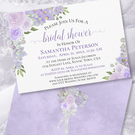 Lavendel Lila Brautparty Einladung