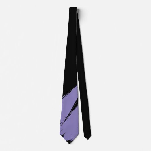 Lavendel Lila Brush Moderner Schwarzer Hintergrund Krawatte (Vorderseite)