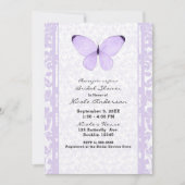 Lavendel Lila Butterfly Floral Brautparty Einladung (Vorderseite)