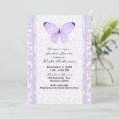 Lavendel Lila Butterfly Floral Brautparty Einladung (Stehend Vorderseite)