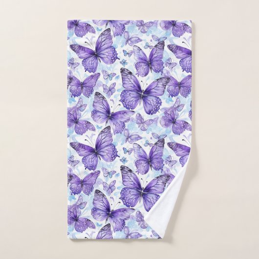 Lavendel Lila Butterfly Pattern Badhandtuch Set (Handtuch)