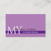 Lavendel Lila Classic mit Monogramm und Foto Visitenkarte (Vorderseite)