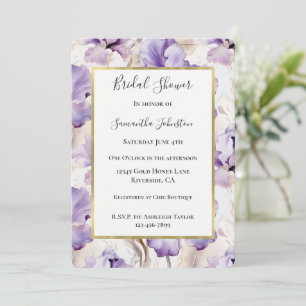 Lavendel-Lila-Creme-Iris-Blumen-Brautjungfernparty Einladung