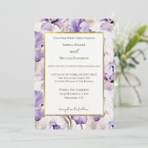 Lavendel-Lila-Creme-Iris-Blumen-Hochzeit Einladung