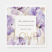 Lavendel Lila Creme Iris Blumen Liebe Hochzeit Serviette (Vorderseite)