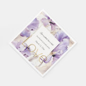Lavendel Lila Creme Iris Blumen Liebe Hochzeit Serviette (Ecke)