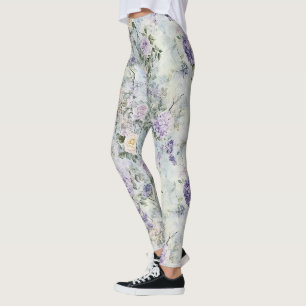 Lavendel Lila Creme Romantisch Floral Leggings