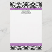 Lavendel Lila Damask Schwarz/Weiß Briefpapier (Vorderseite)