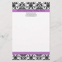 Lavendel Lila Damask Schwarz/Weiß Briefpapier