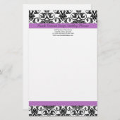 Lavendel Lila Damask Schwarz/Weiß Briefpapier (Vorne/Hinten)