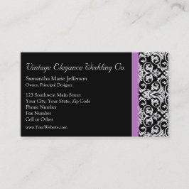 Lavendel Lila Damask Schwarz/Weiß Visitenkarte