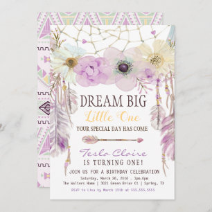 Lavendel & Lila Dream Catcher Boho Geburtstag Einladung