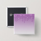 Lavendel Lila Dripping Glitzer Button (Vorne & Hinten)
