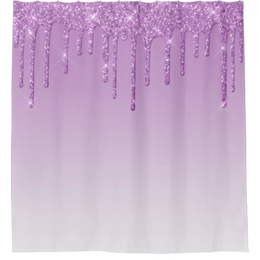 Lavendel Lila Dripping Glitzer Duschvorhang (Vorderseite)