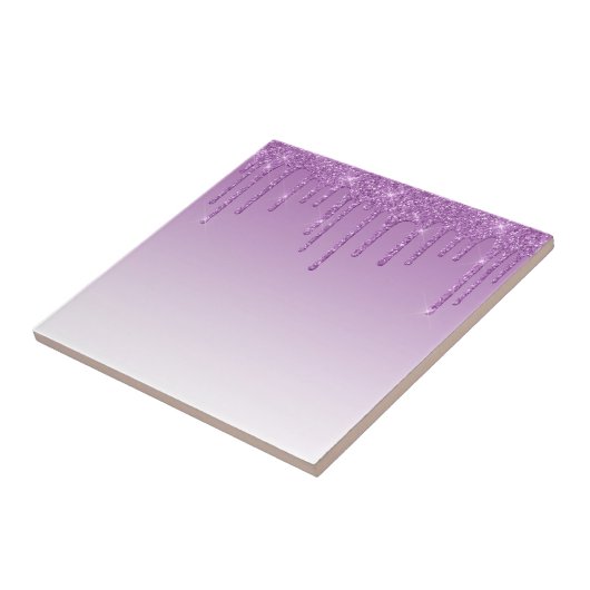 Lavendel Lila Dripping Glitzer Fliese (Seite)
