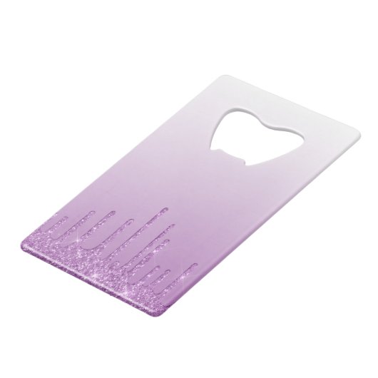 Lavendel Lila Dripping Glitzer Geldbeutel Flaschenöffner (Rückseite Schrägansicht)