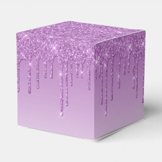 Lavendel Lila Dripping Glitzer Geschenkschachtel (Rückseite)