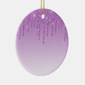Lavendel Lila Dripping Glitzer Keramik Ornament (Rechts)