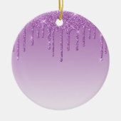 Lavendel Lila Dripping Glitzer Keramik Ornament (Vorne)