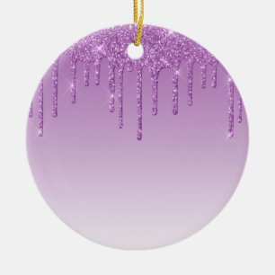 Lavendel Lila Dripping Glitzer Keramik Ornament