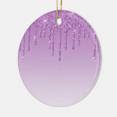 Lavendel Lila Dripping Glitzer Keramik Ornament (Links)