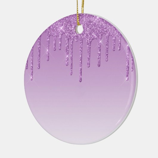 Lavendel Lila Dripping Glitzer Keramik Ornament (Links)