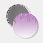 Lavendel Lila Dripping Glitzer Magnet (Vorderseite/Rückseite)