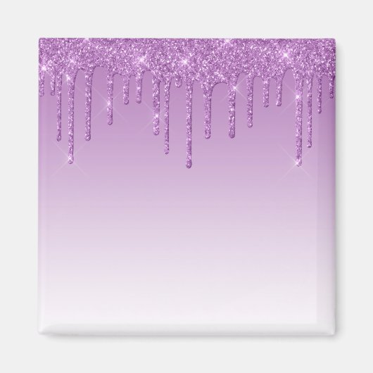 Lavendel Lila Dripping Glitzer Magnet (Vorne)